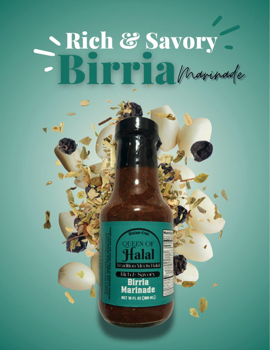 Rich and Savory Birria Marinade from Queen of Halal. Gluten Free. Traditional Meets Halal.